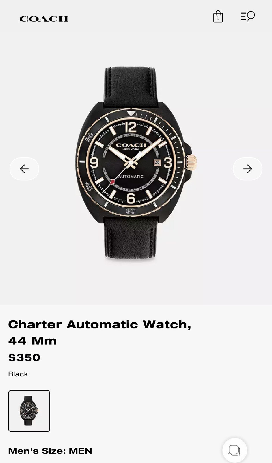 Coach Men’s Automatic Watch 14602734 Black Rose Gold New