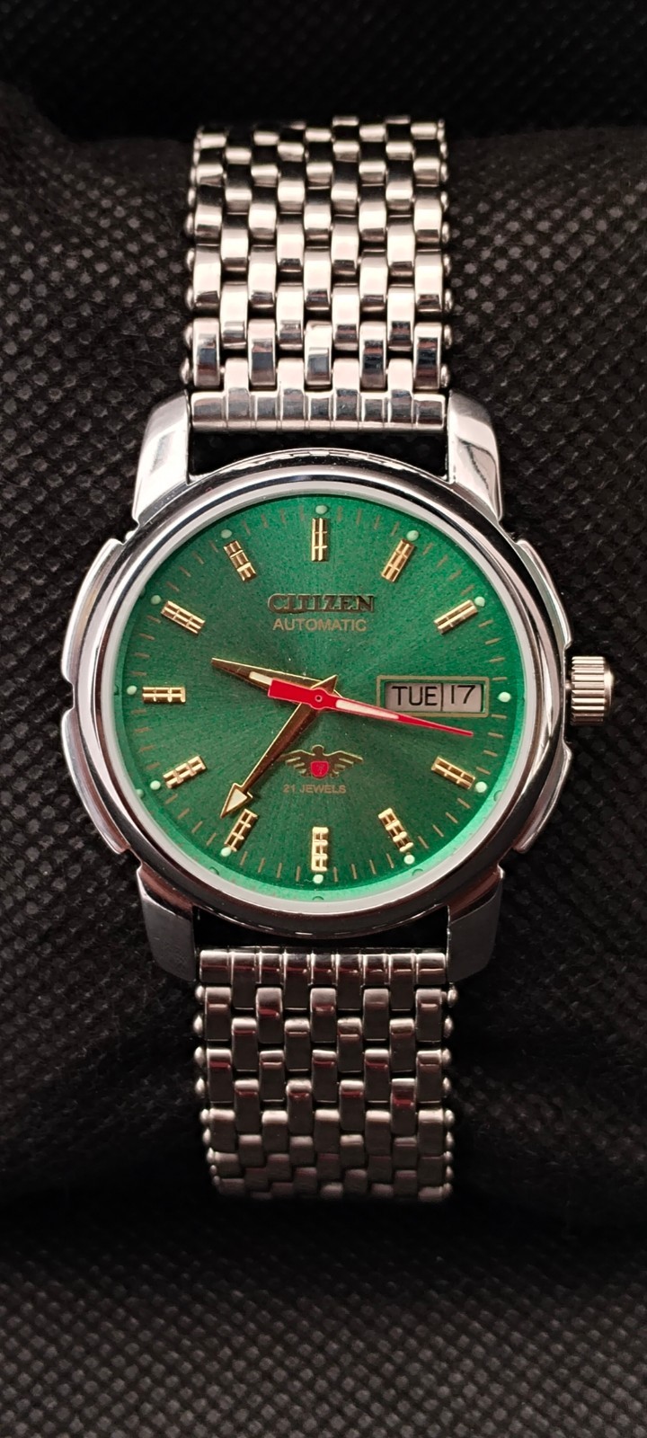 Vintag Automatic Citizen Japan Made Green Dial Day/ Date Men’s Wrist Watch
