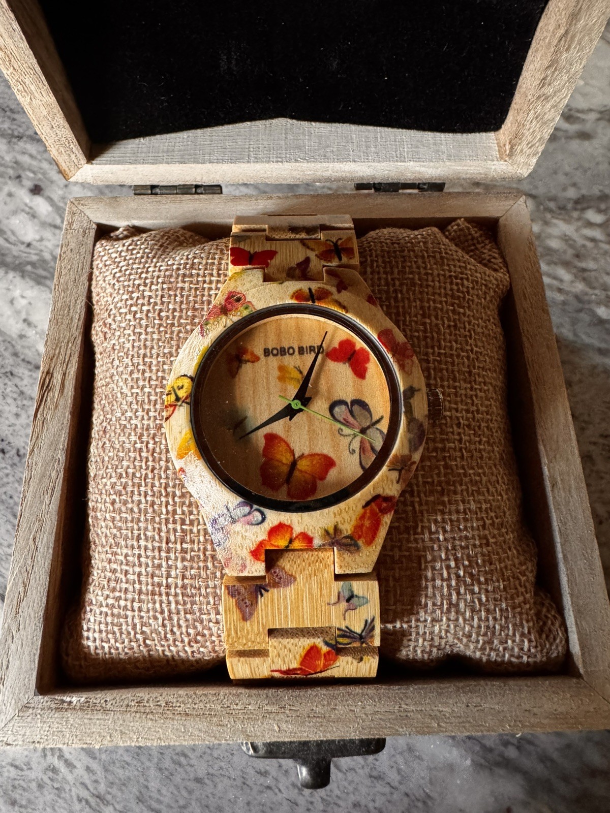 BOBO BIRD Women’S Watch Butterfly Engraved Handmade Casual Watches Bamboo Wooden