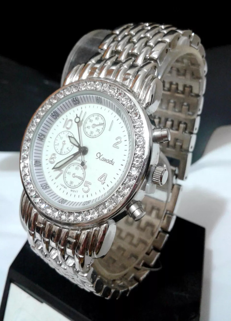 Silver Crystal Rhinestone Xanadu Watch Bracelet link Band Watch Dress Simple NEW