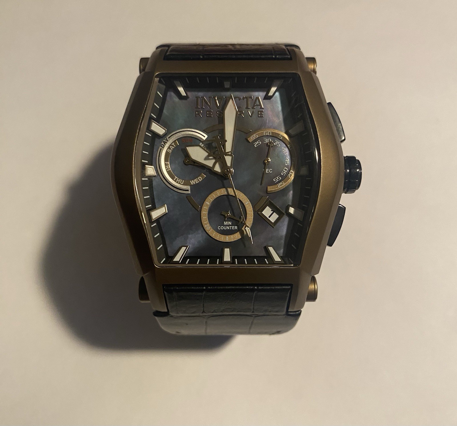 Invicta Men’s Watch Beige/ Brown Leather Band Reserve Model 33383