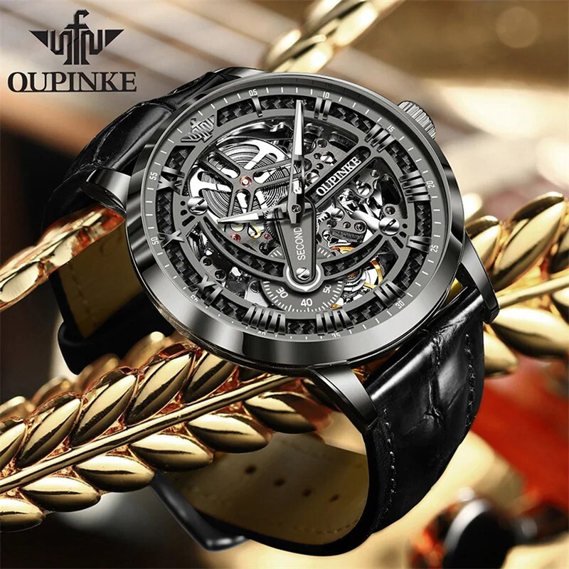Automatic Mechanical Watch Men’s Waterproof Luxury Men Leather Strap