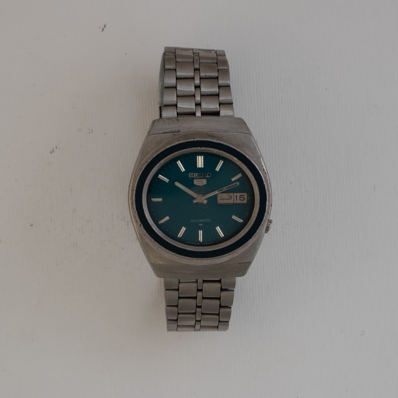 Vintage Seiko 5 Automatic Men’s Watch 7009-5240 Dark Blue Dial Arabic Day Rare