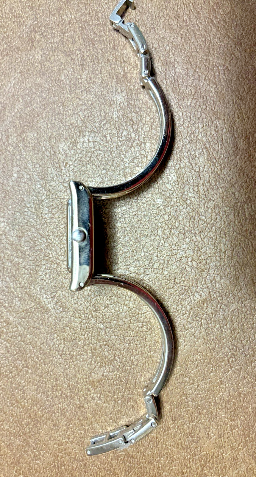 Anne Klein Silver Tone Rectangular Watch Bracelet Fold Over Clasp – WORKS – MINT