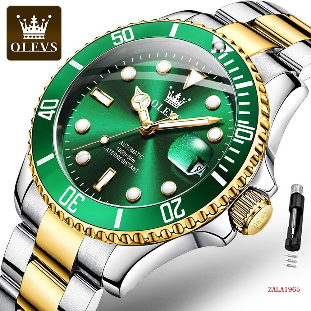OLEVS Men’s Watch Automatic Mechanical, Stainless Steel Luminous Waterproof Date