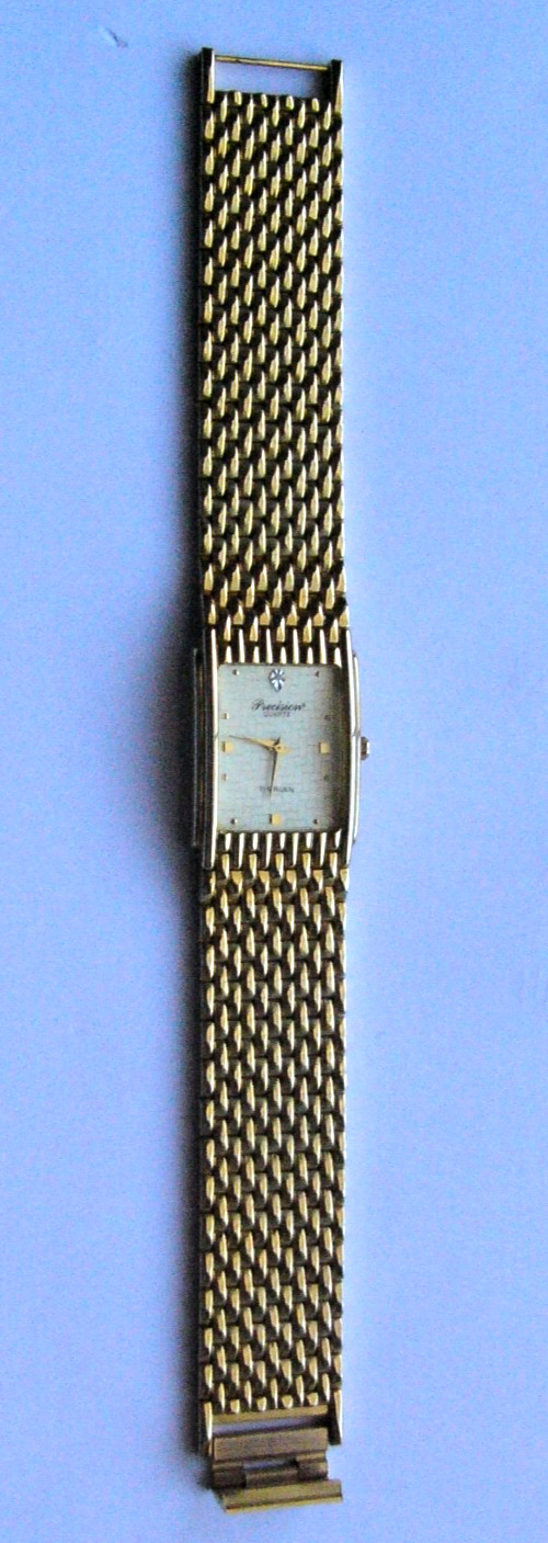 Gruen Precision Quartz GP503G Gold Tone Rectangular Watch – Textured Dial New