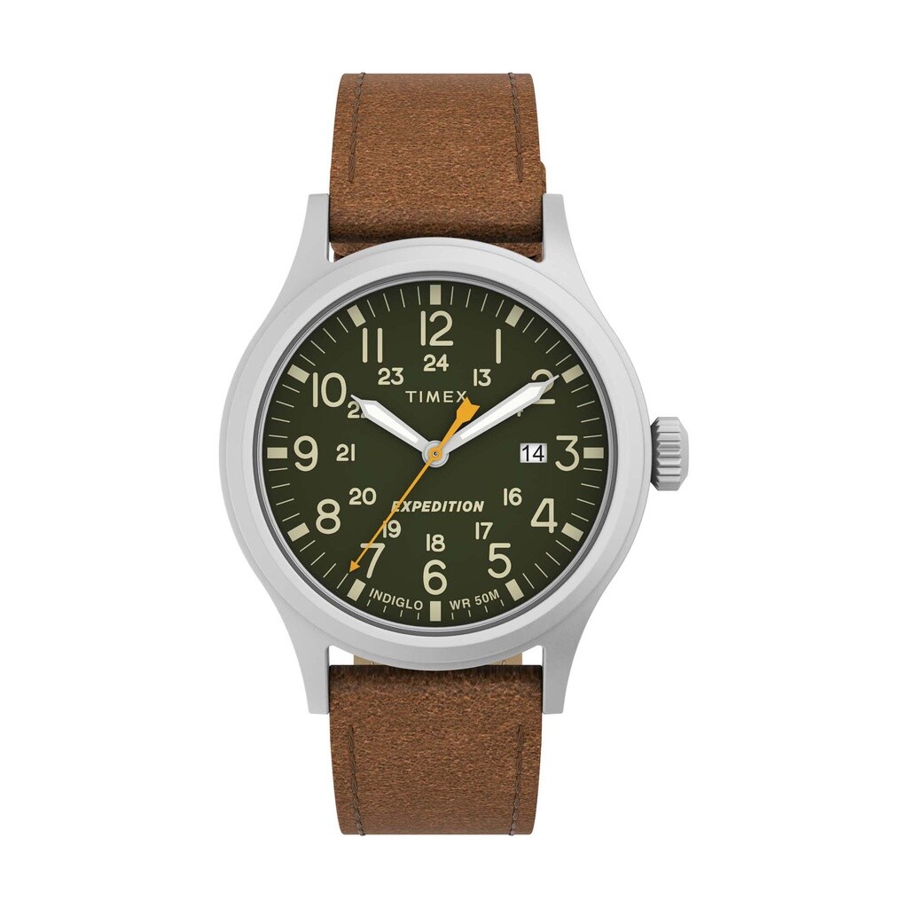 Timex TW4B23000, Men’s “Expedition” Leather Indiglo Watch, Scout, Date, NEW