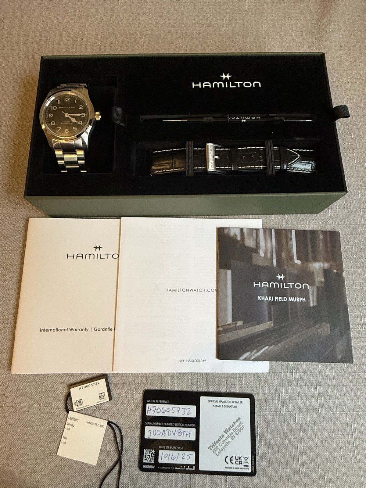 Hamilton Murph 42mm Bracelet Bundle H70605732 Complete Set w/ Extra OEM Strap