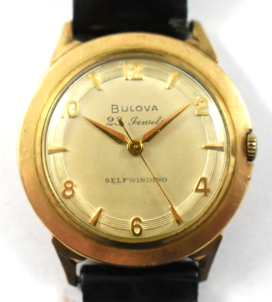 Vintage 1959 L9 Bulova Selfwinding 23J 10KRGP 34.25mm Case Watch Runs lot.eb