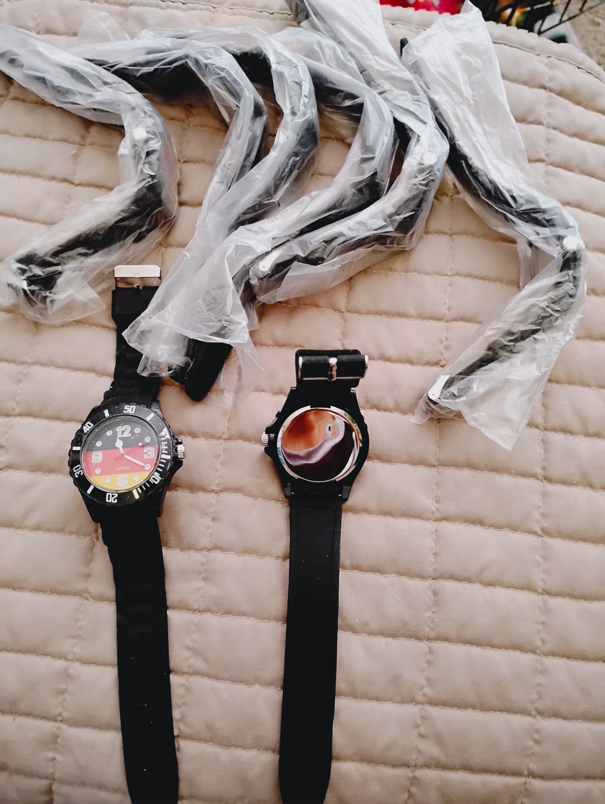 Unisex NEW! Silicone Quartz Watch German Germany Flag Black, need Batterie