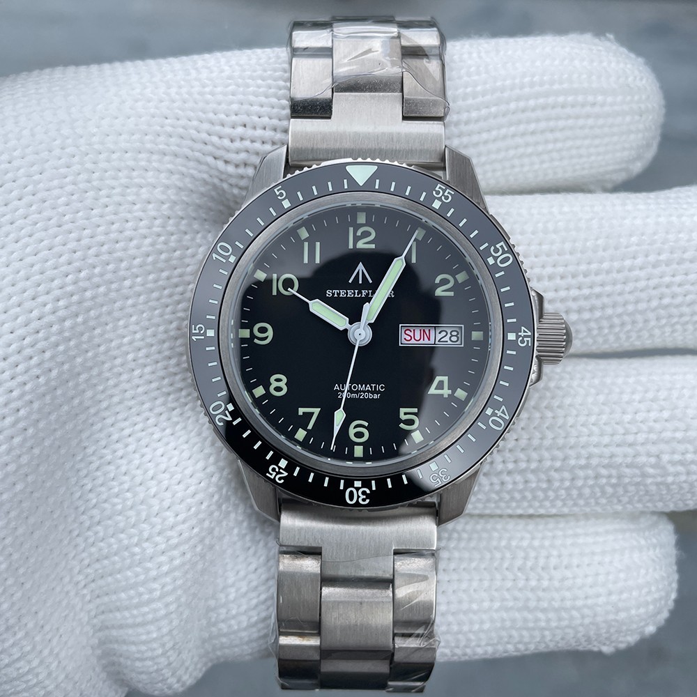 Steeldive Steelflier SF787, Pilot, NH36, Sapphire, Lume, Diver, Diving, Bracelet