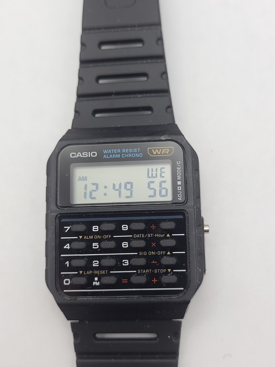 Casio Watch Calculator Mens Black 3208 CA-53 W Alarm Chronograph Working