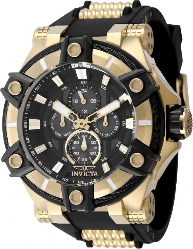 Invicta Bolt 49407 Men 52mm Stainless Steel Gold Black dial VD74 Quartz Watch