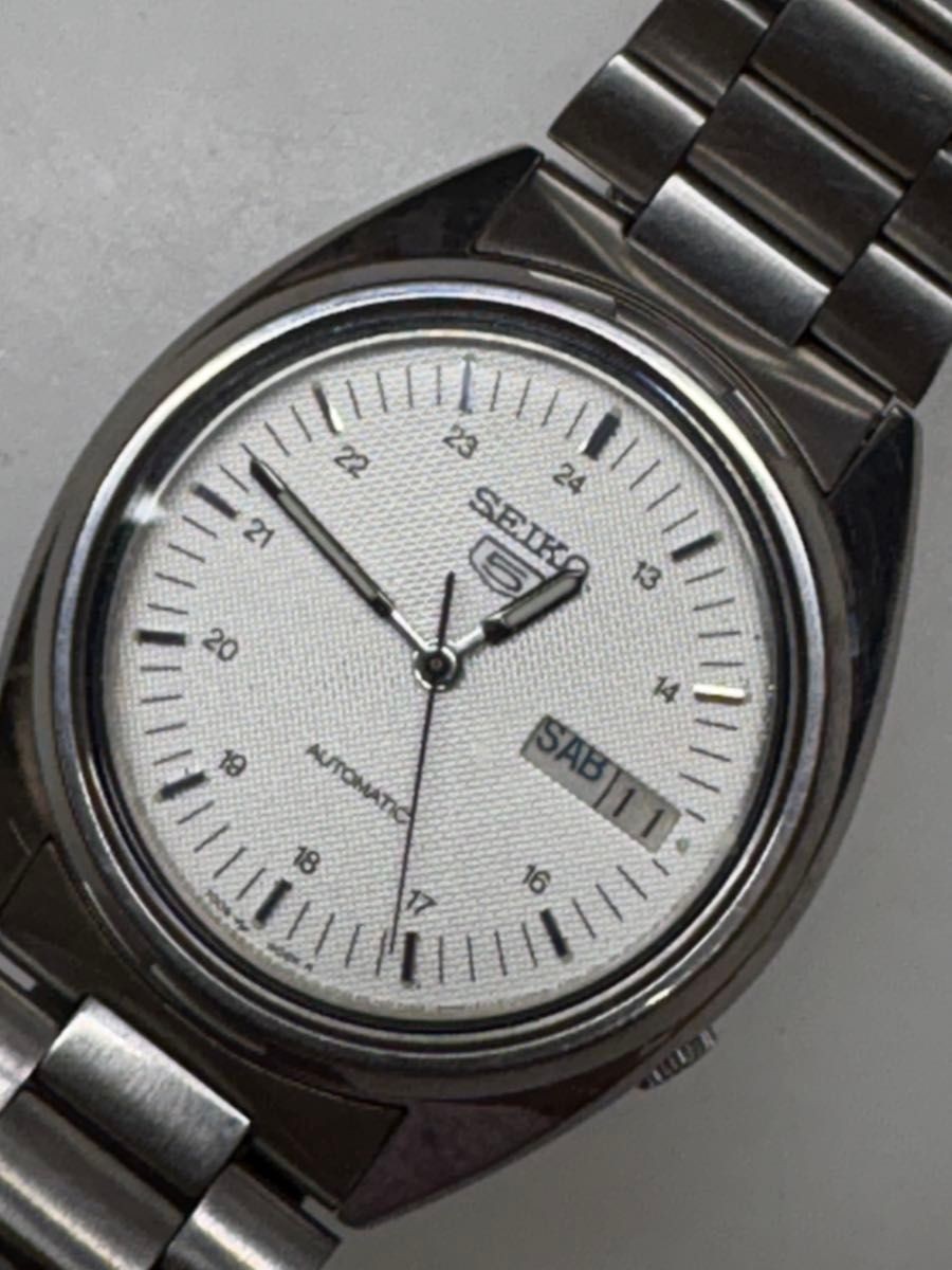 SEIKO 5 Automatic Men’s Watch White Dial 7009 3040 Used