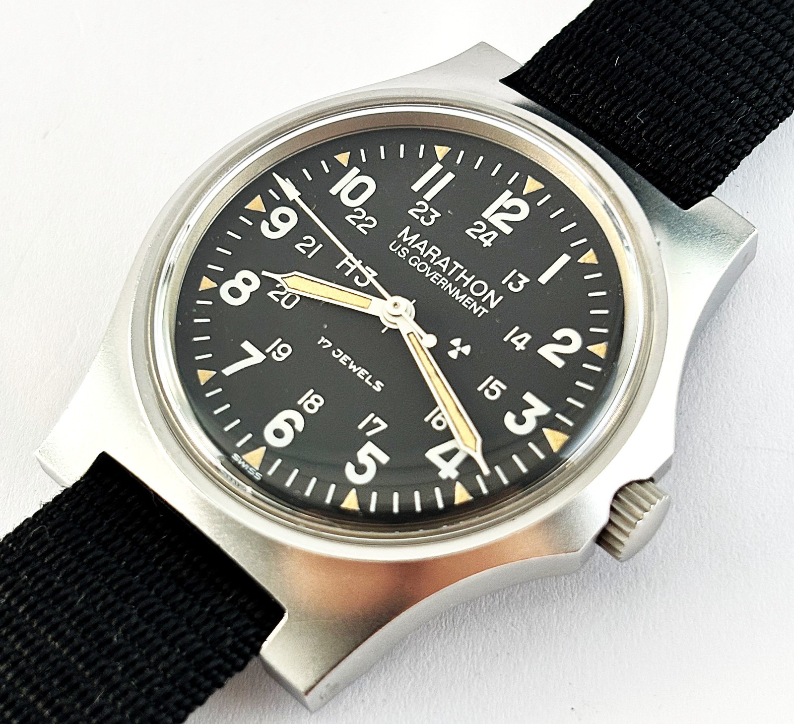 Vintage Marathon Gallet Stainless Steel GG-W-113 US Military Mens Watch Jan 85