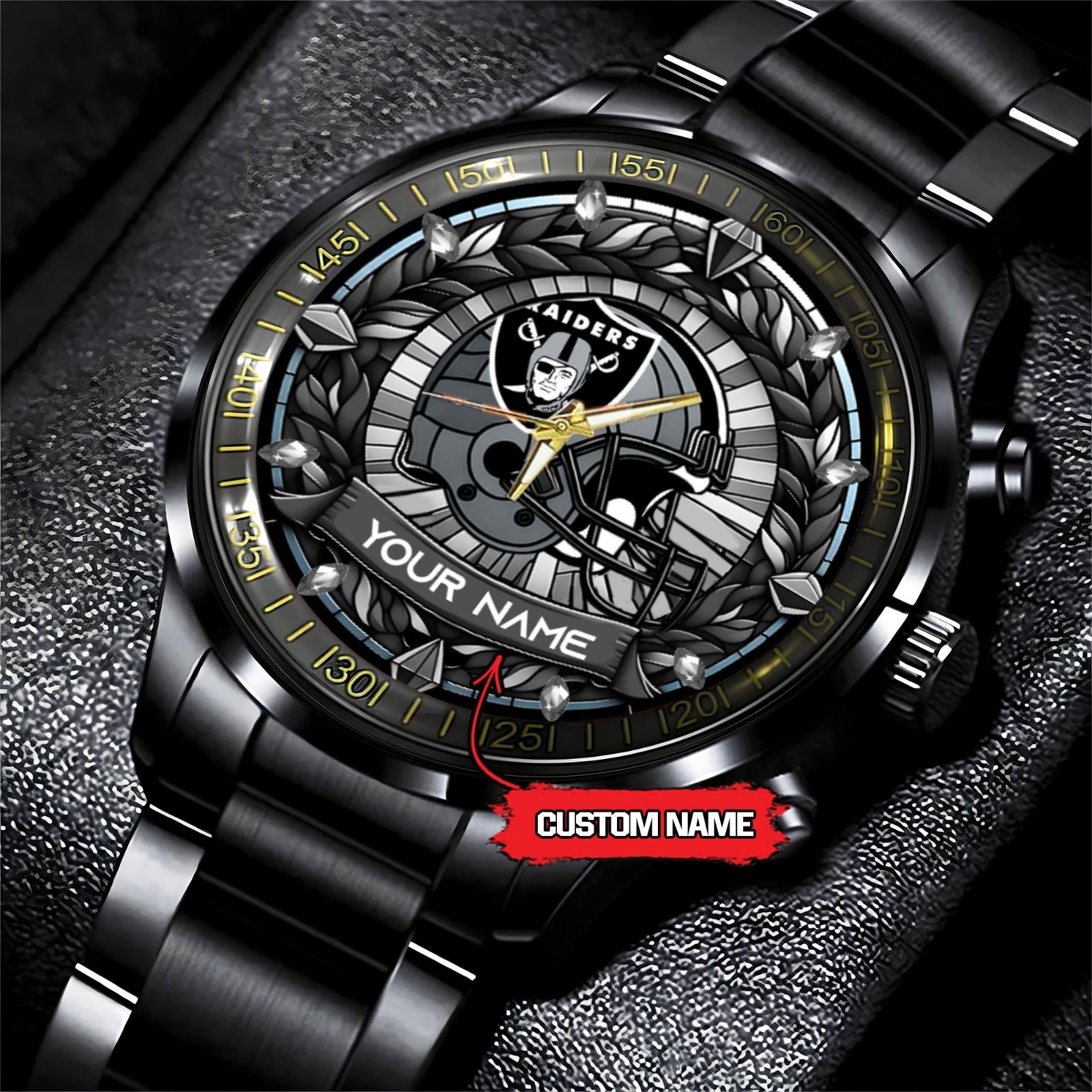 Personalized Las Vegas Football Team Raiderss Men Black Stainless Steel Watch
