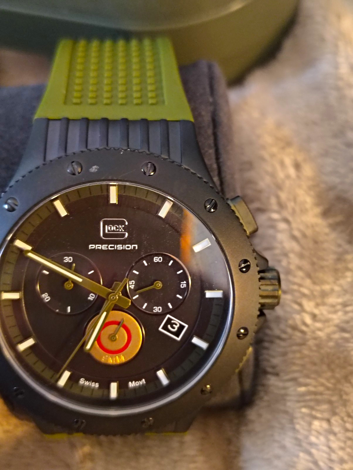 GLOCK Precision Limited Edition Quartz Chronograph Date Black Dial Strap Set