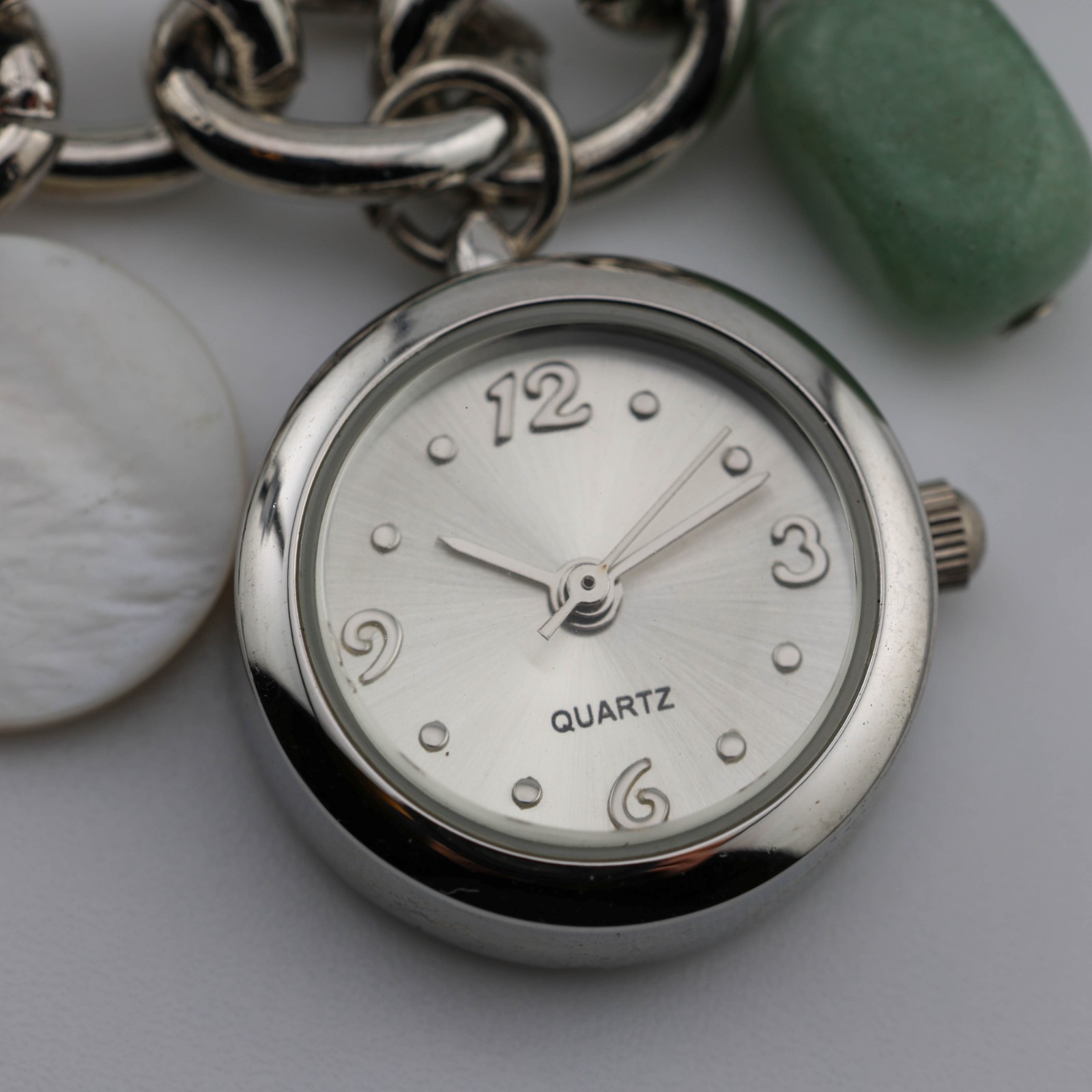 Charm Bracelet Stones Quartz Analog Women’s Watch Sz. 7 1/2″ New Battery