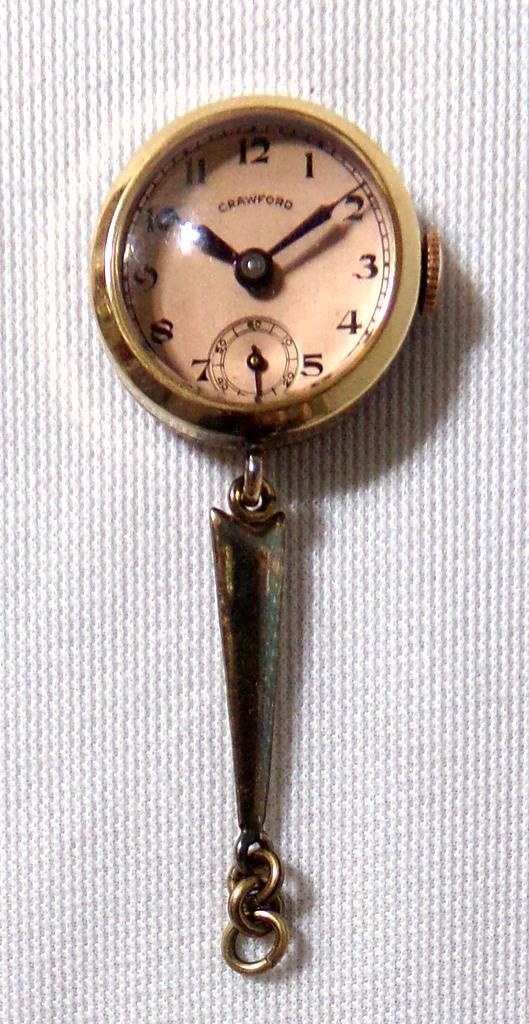 Art Deco Rose Gold Filled Crawford Teardrop Pendant Watch