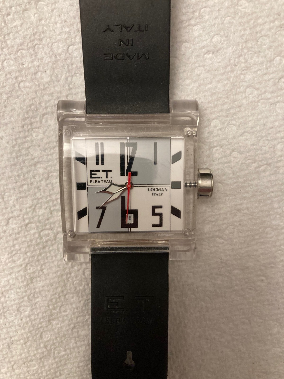 Locman ELBA TEAM ET-380 Watch – White/Gray Face Black Band Made in Italy