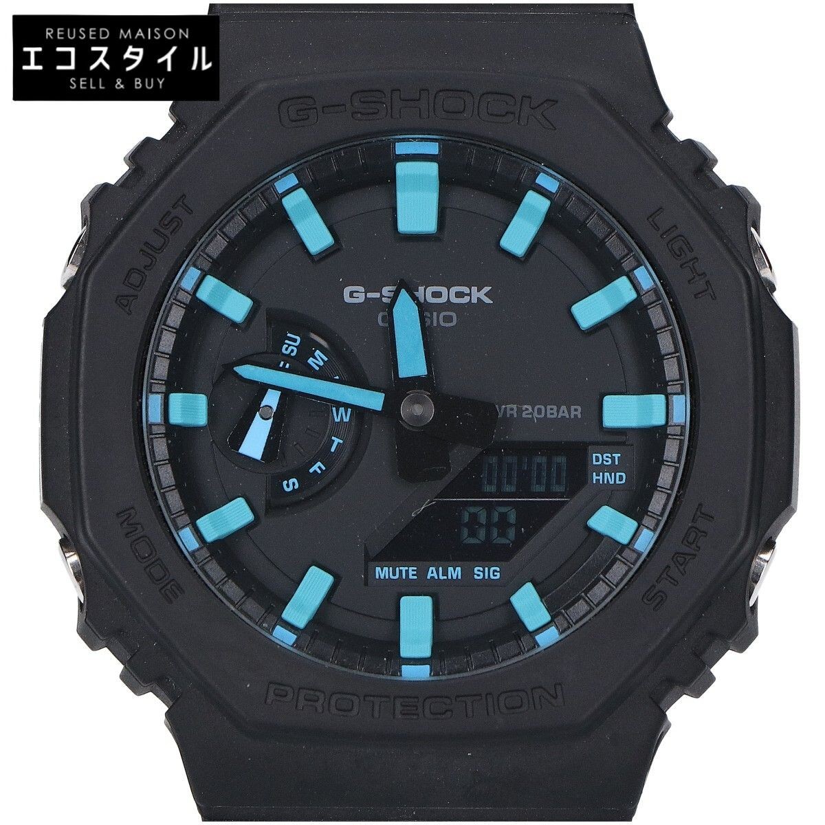 CASIO G-SHOCK GA-2100-1A2ER 2100 Black Blue Digital Watch Used Japan