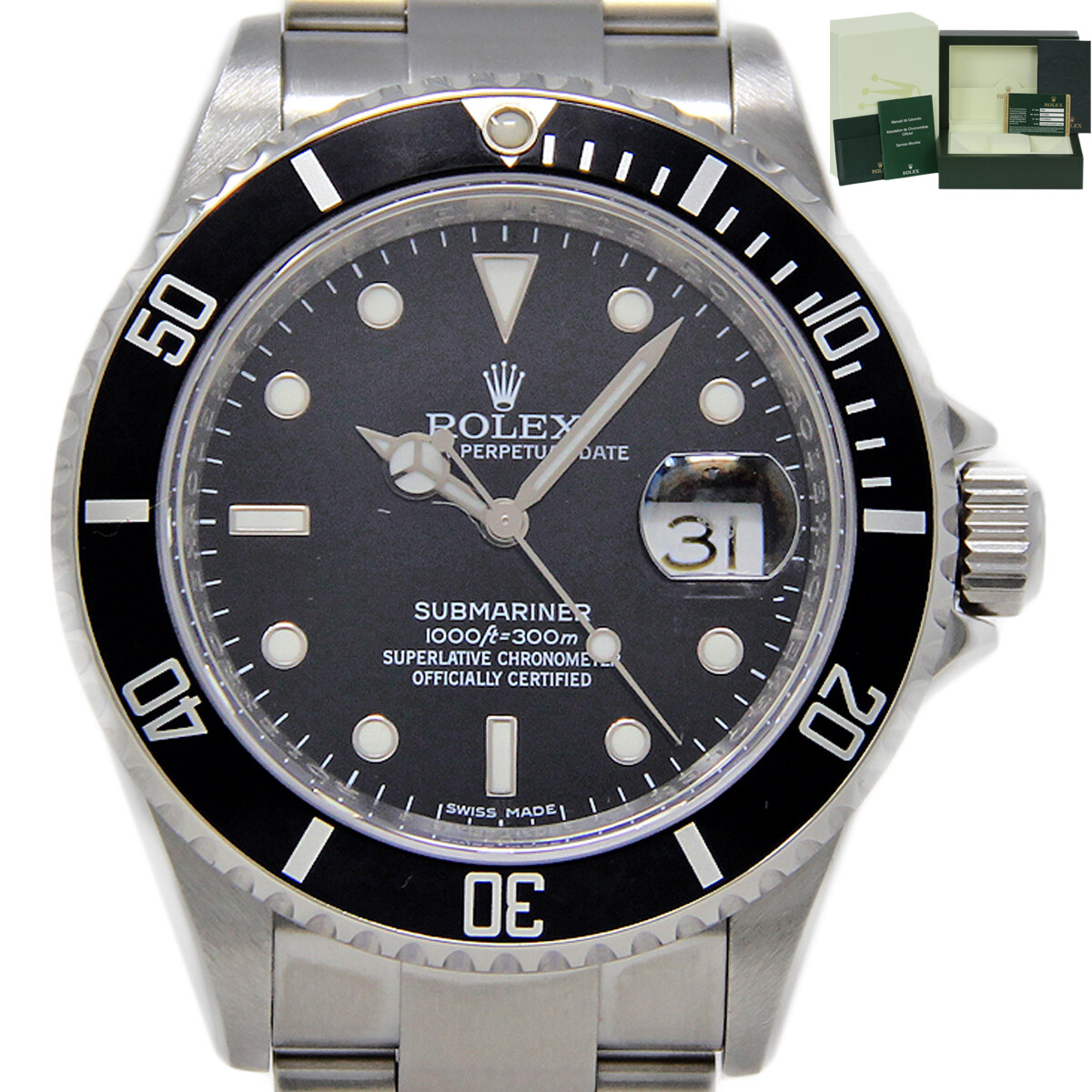 Rolex Submariner 16610 40mm Steel Engraved *FACTORY BOX / WARRANTY CARD* #2072-1