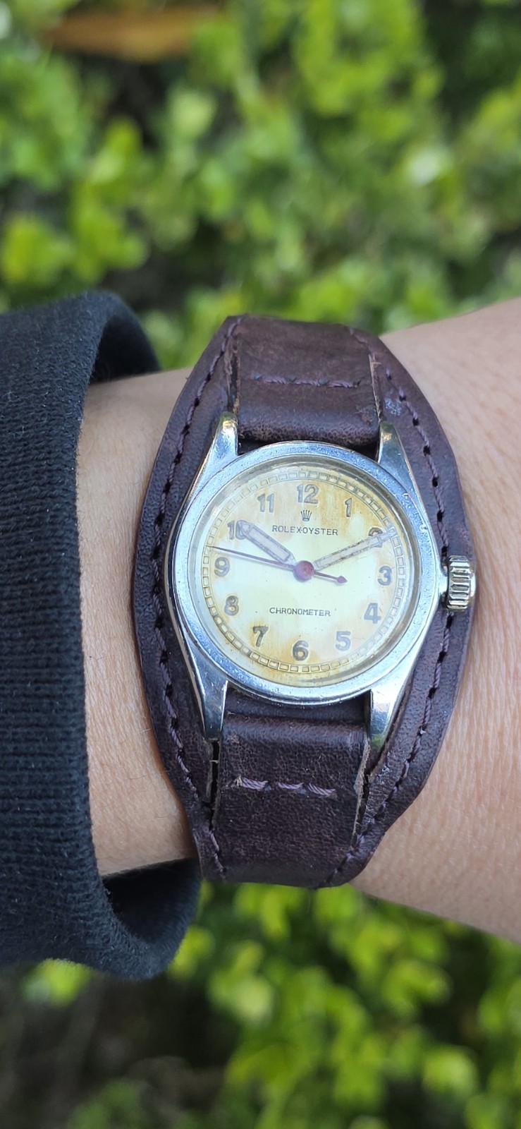 Vintage ROLEX Oyster Chronometer Ref 2595 Military 29mm Patina Dial Manual Watch