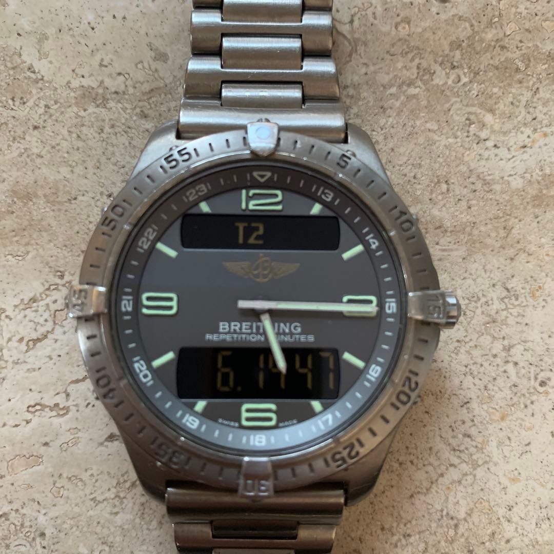 Working BREITLING Aerospace Aero Quartz Titanium Gray 16.5-17cm 6.50 -6.69in