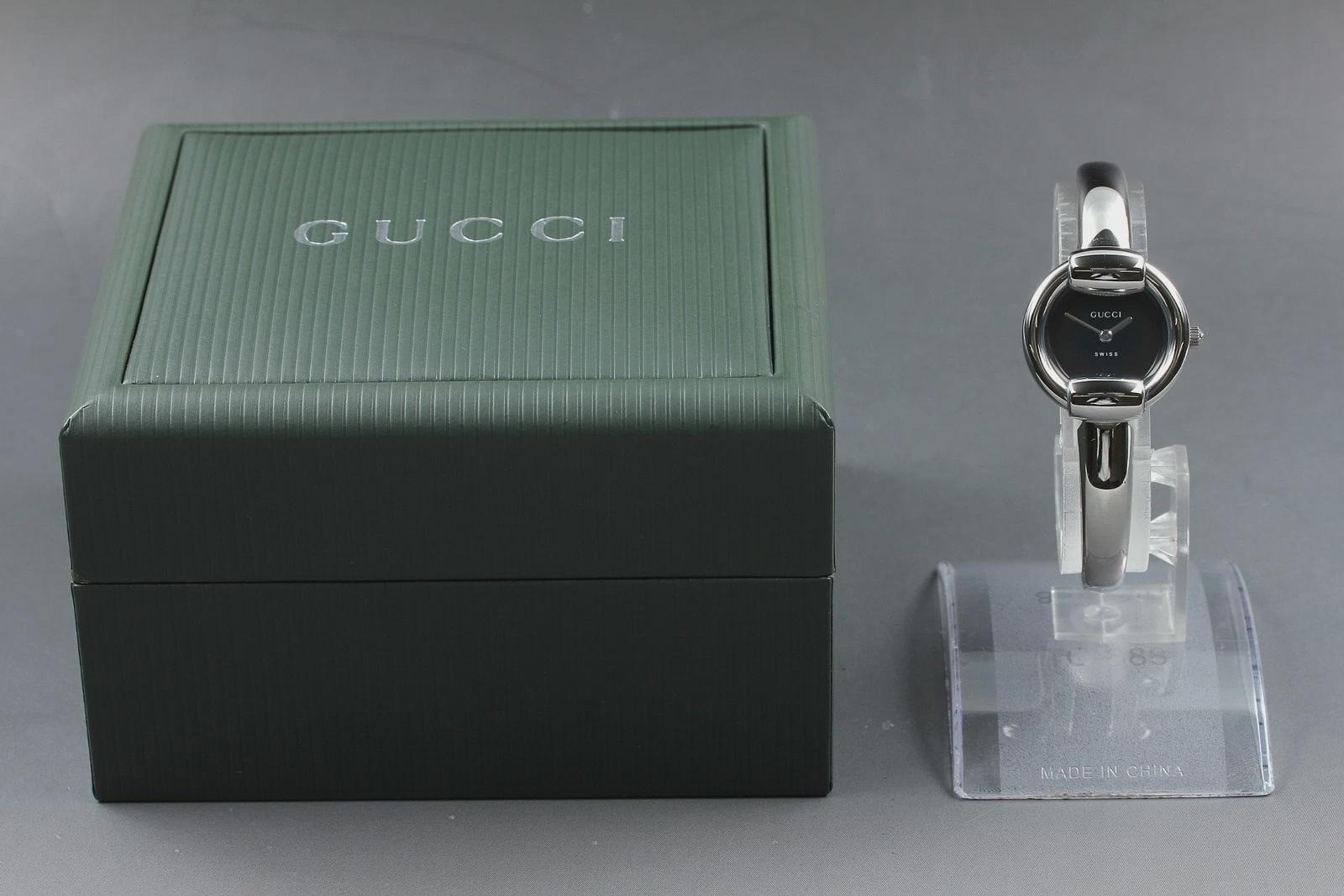 [MINT w/Box] Vintage GUCCI 1400L 25mm Black Silver Bangle Quartz Women’s Watch