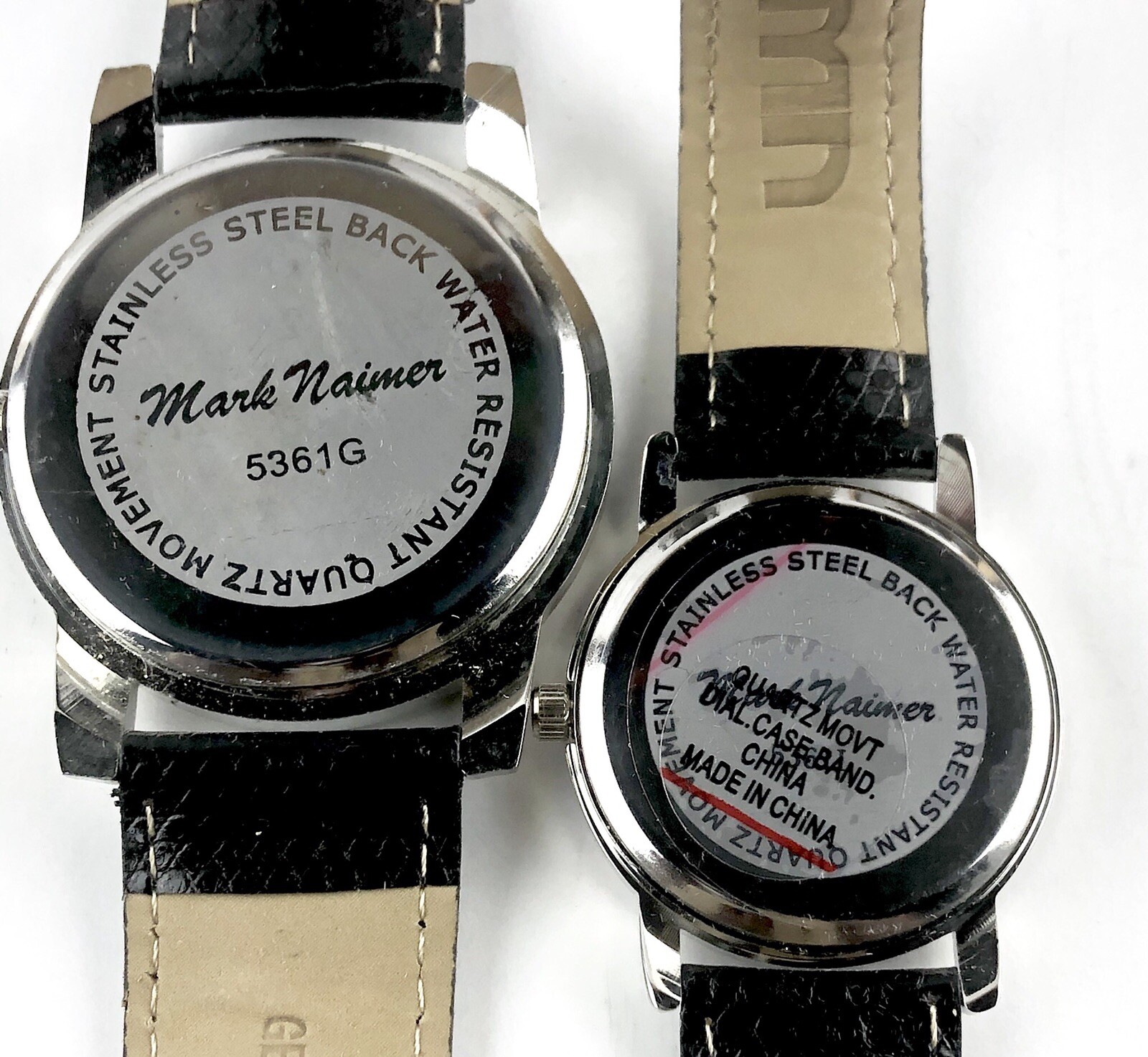 Mark Naimer Celebrity Couples Watch Set Black Leather Strap
