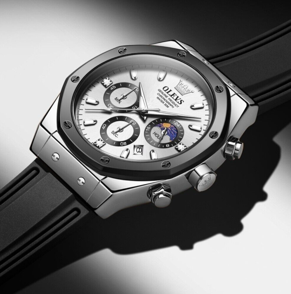 Waterproof Quartz Watch Luminous OLEVS Business Luxury Date Men Men’s Strap