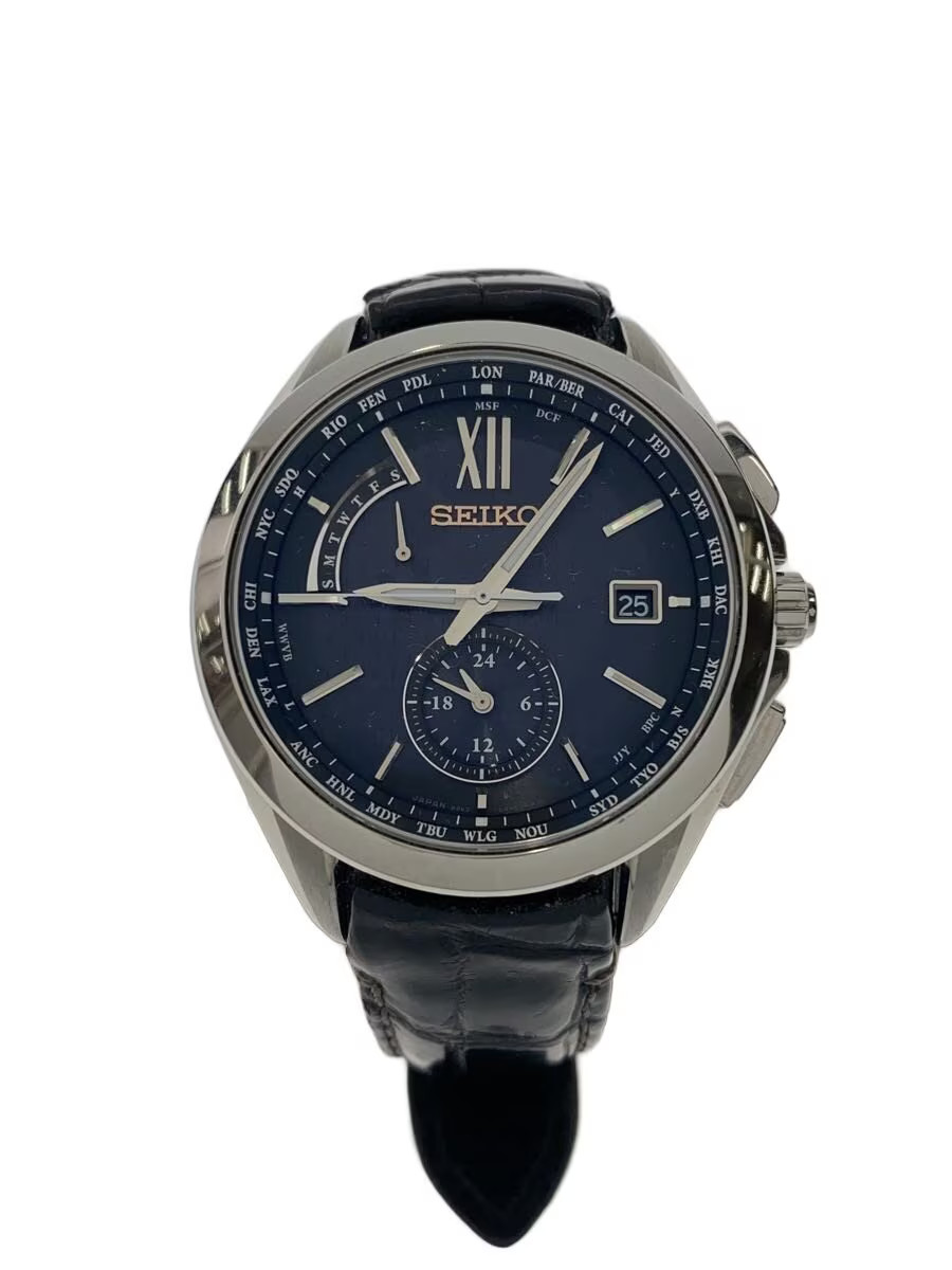 SEIKO Solar Radio Controlled Watch Analog Titanium NVY SLV Titanium 8b63 0al0