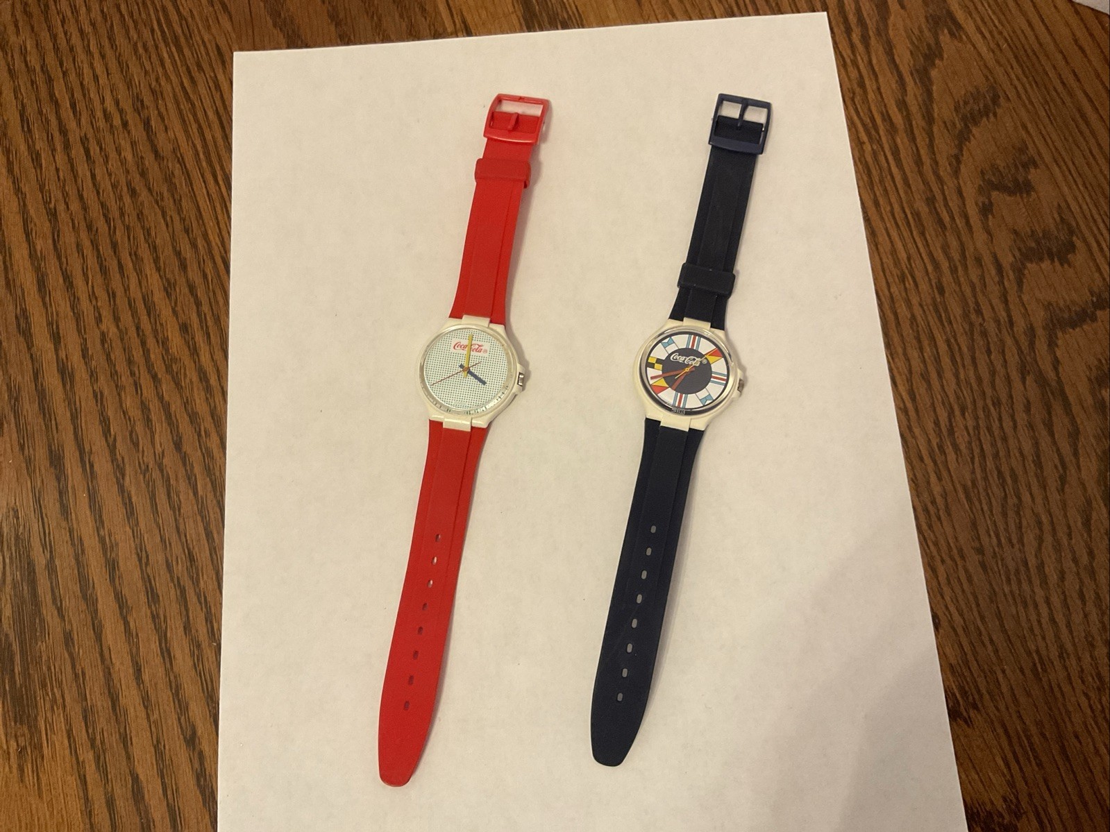 Coca-Cola Swatch Watches Polka Dots And Nautical Flags Lot Of 2 Red And Blue