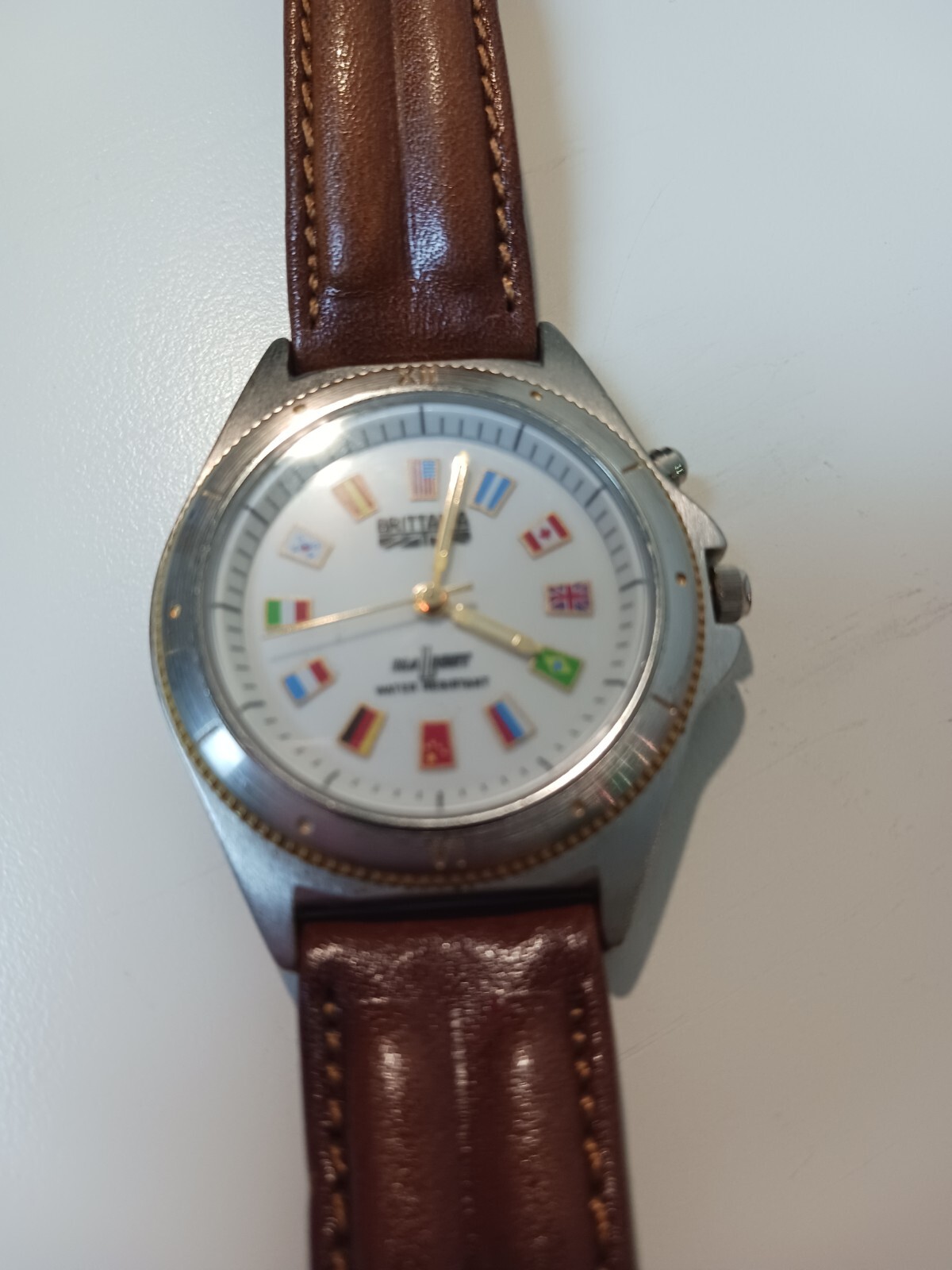 Nice Unisex Sports Watch by Brittania Water Resistant Timepiece Flags