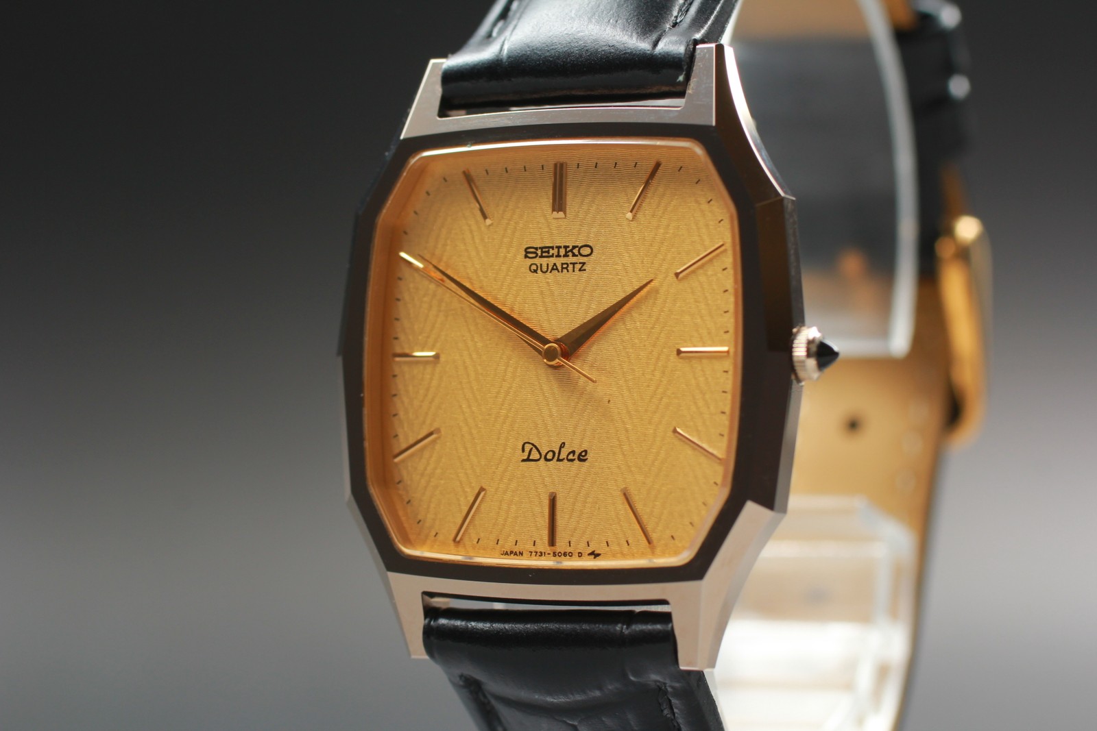 [Near MINT] SEIKO Dolce 7731-5060 30mm Tungsten Gold Dial Quartz Men’s Watch