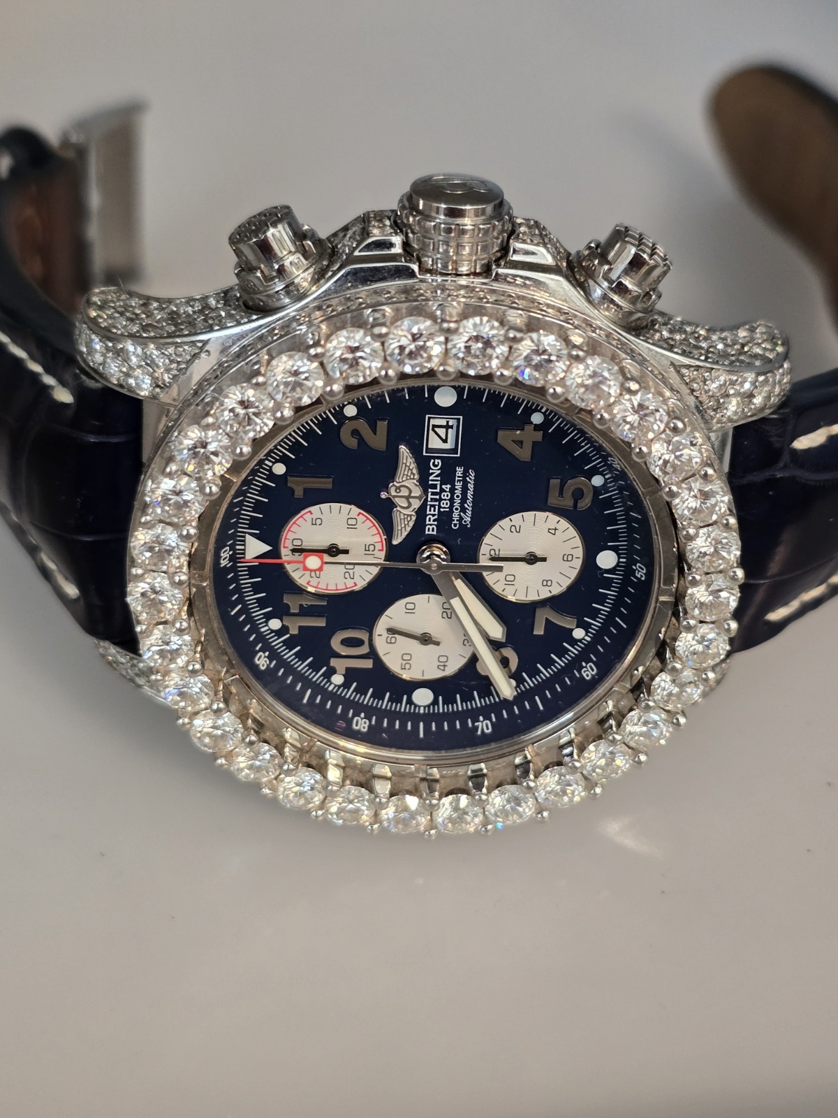 Breitling Super Avenger A13370 S/S 48MM Watch W/Added 13 Plus Carats Natural Dia