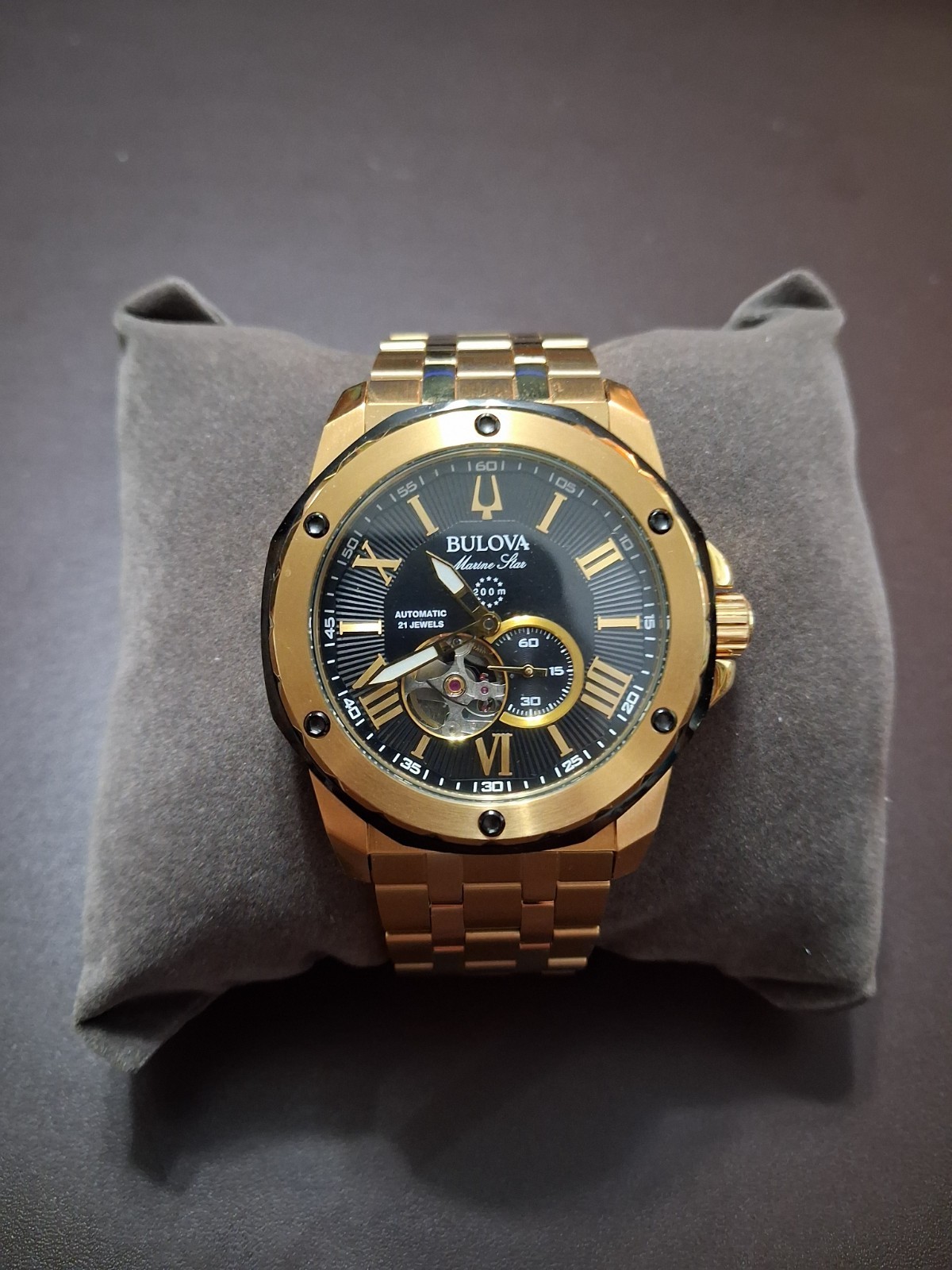 Bulova Marine Star Men’s Automatic Skeleton 45MM Watch 98A273 21 Jewels 200mm