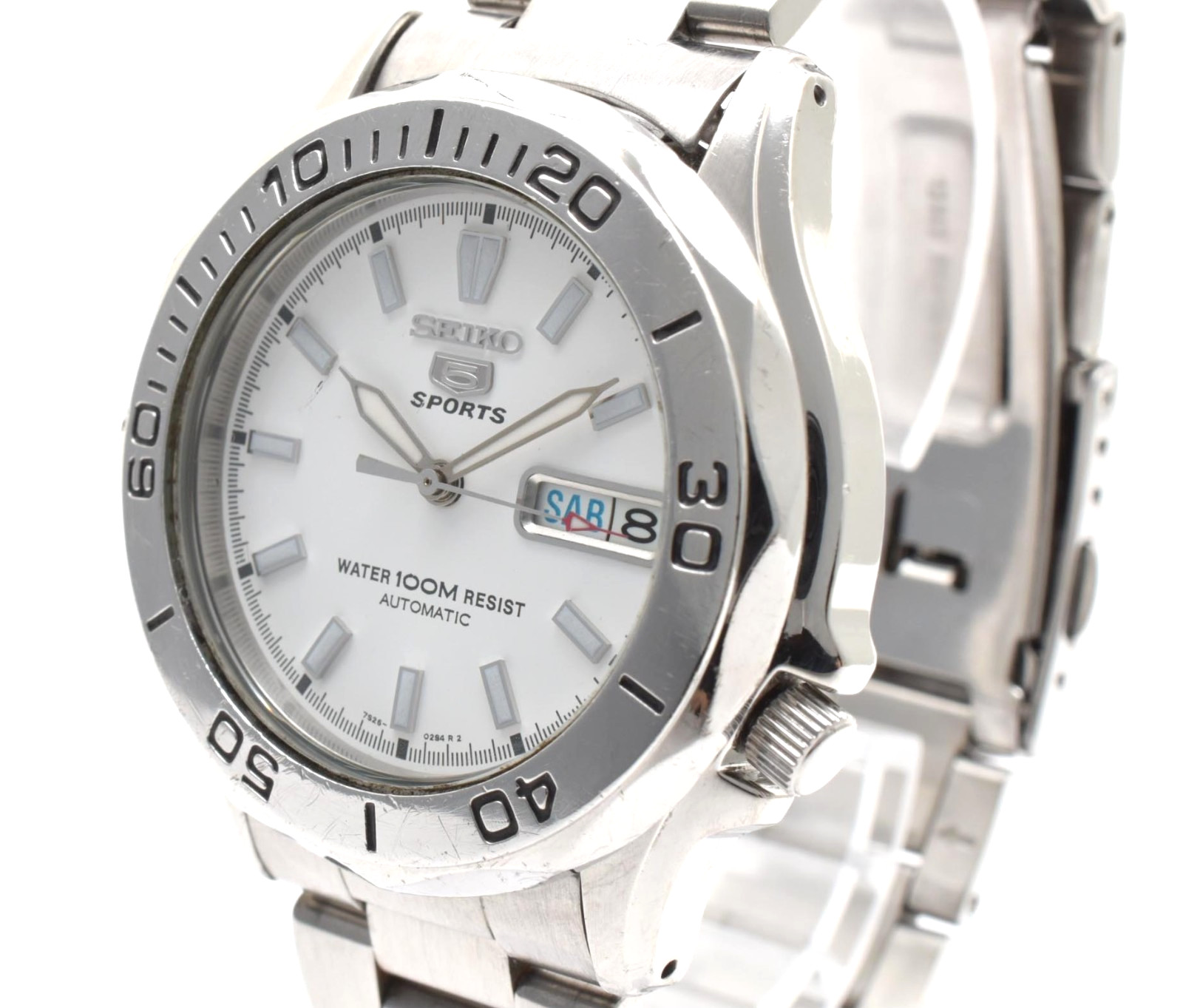 Seiko 5 7S26-01G0 SNK027 Diver Automatic White Dial Day Date Men’s Watch JAPAN