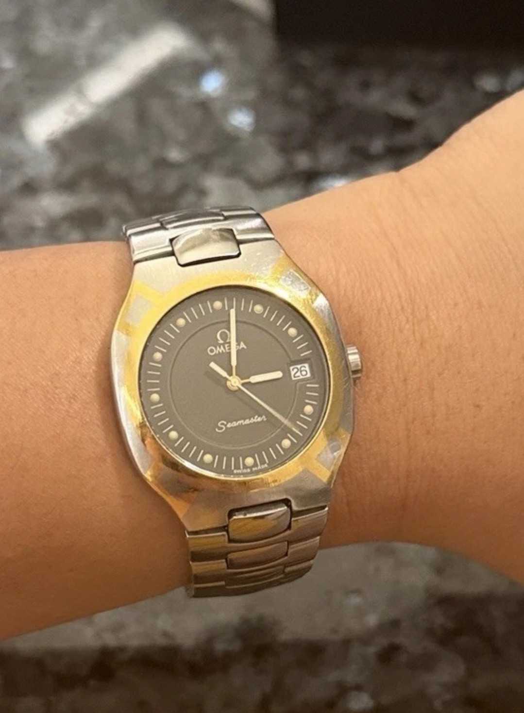 OMEGA Seamaster Polaris Quartz Date Two-Tone 31mm Vintage Runs Well