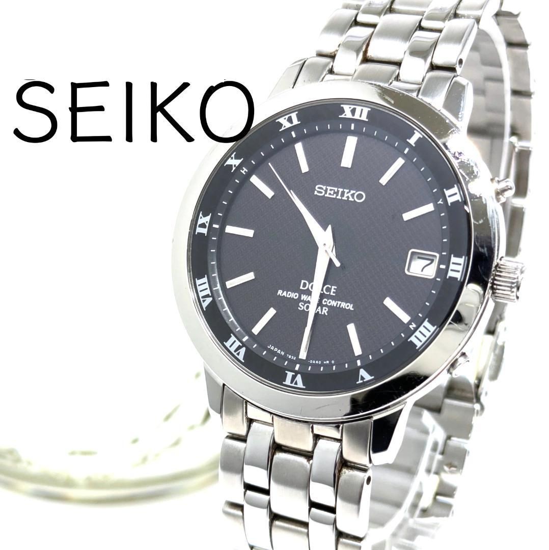SEIKO Dolce Solar Radio Watch Black Dial Men’s Used
