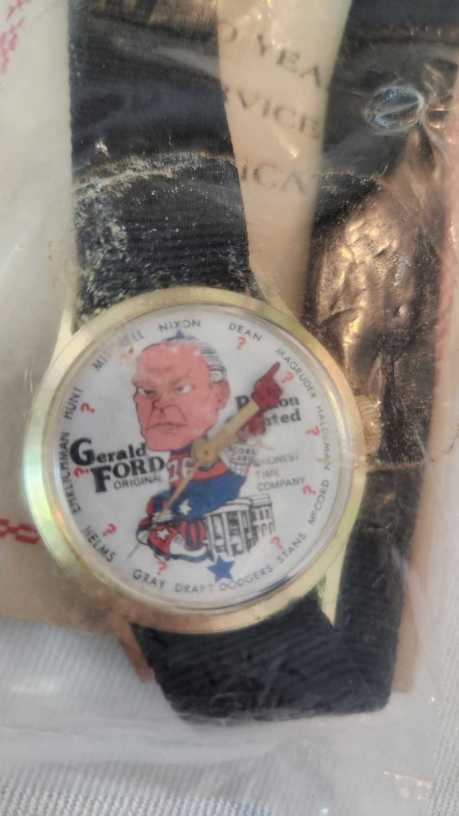 Vintage 1974 Gerald Ford Pardon Granted Watch Original Strap Mint Works Great