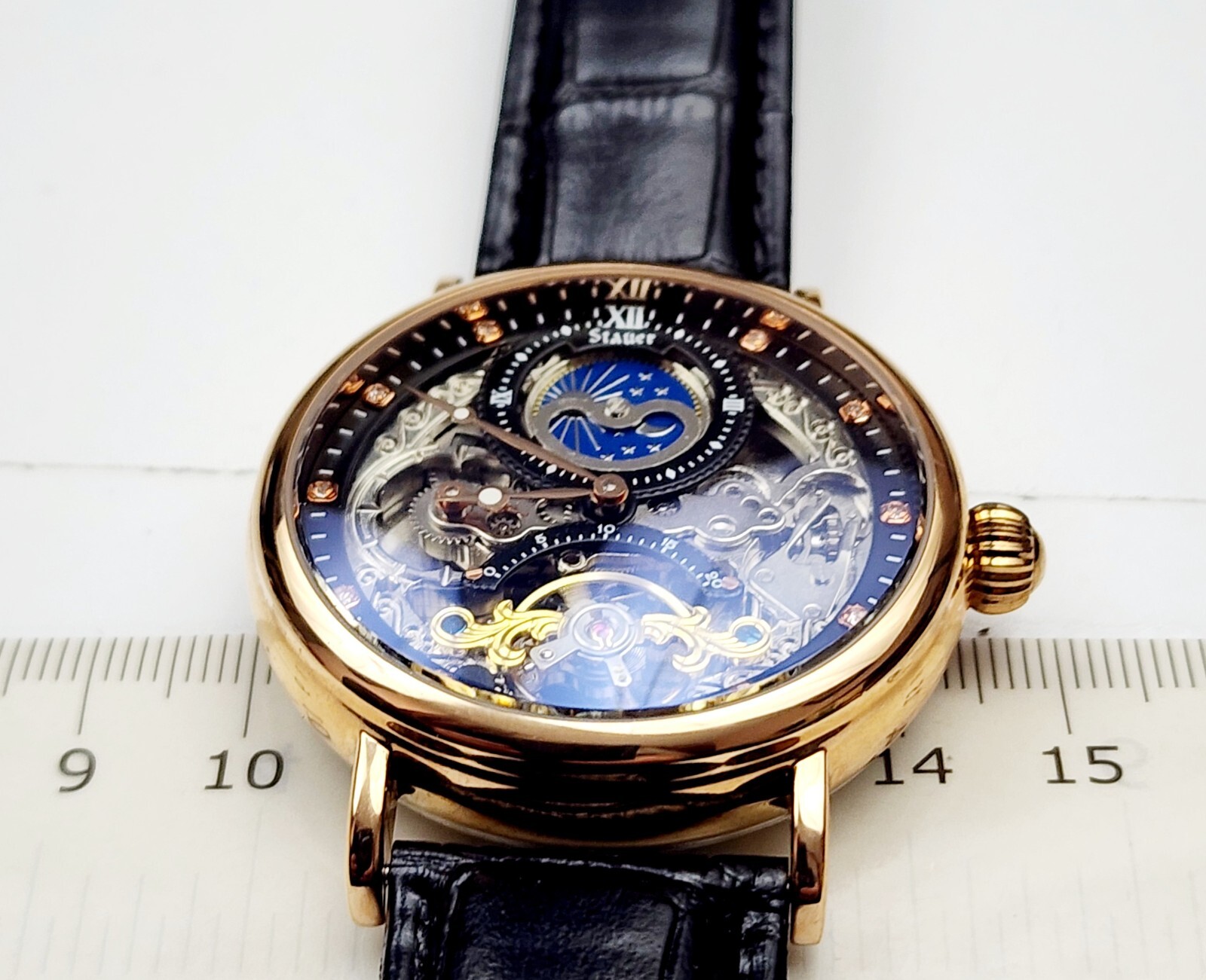 Men’s SKELETON AUTOMATIC Watch STAUER 46334. Phases Day/Night