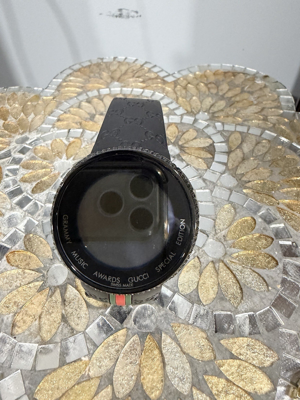 Gucci I-Gucci Limited Edition Grammy Digital Quartz 44mm Black Rubber Strap