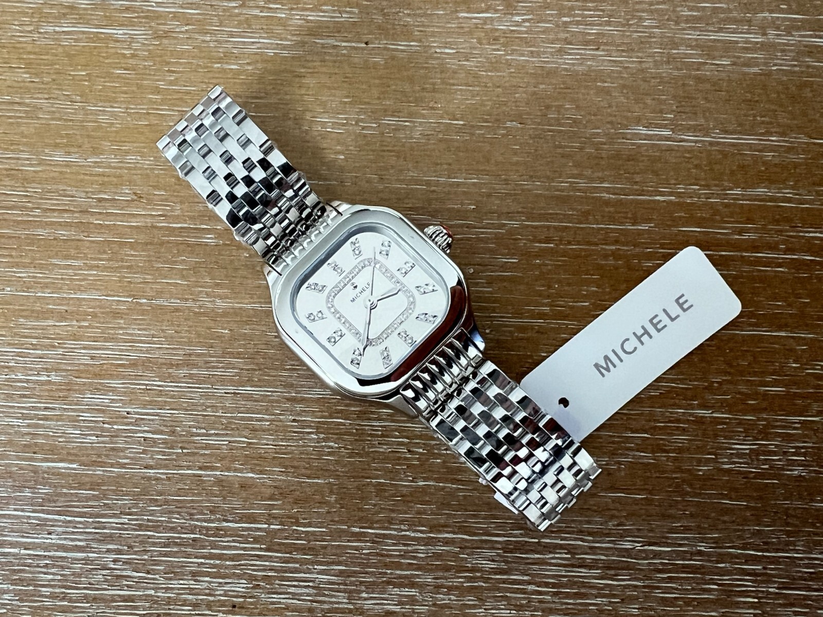 Michele Meggie High Shine Mirror Diamond Dial Stainless Steel Watch MWW33B000012