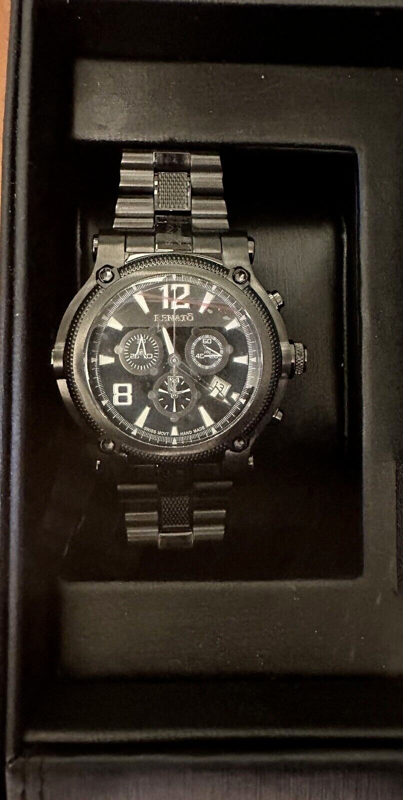 NEW Renato Beast Men’s Chronograph Watch INTERCHANGEABLE Black Dial 47mm
