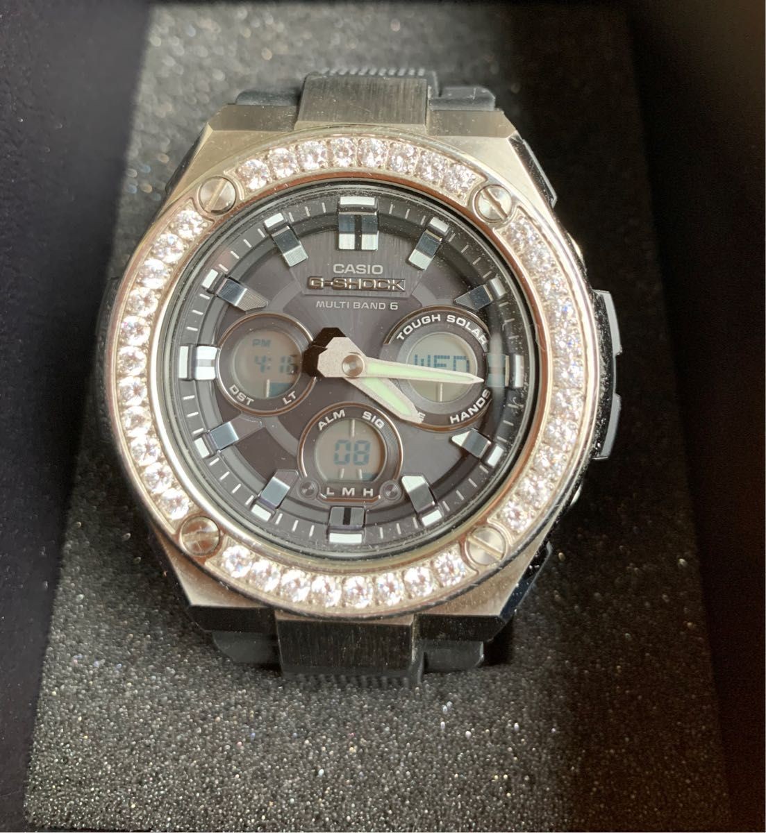 Excellent Condition G-Shock Custom Watch GST W300 Large Cubic Zirconia Custom Be