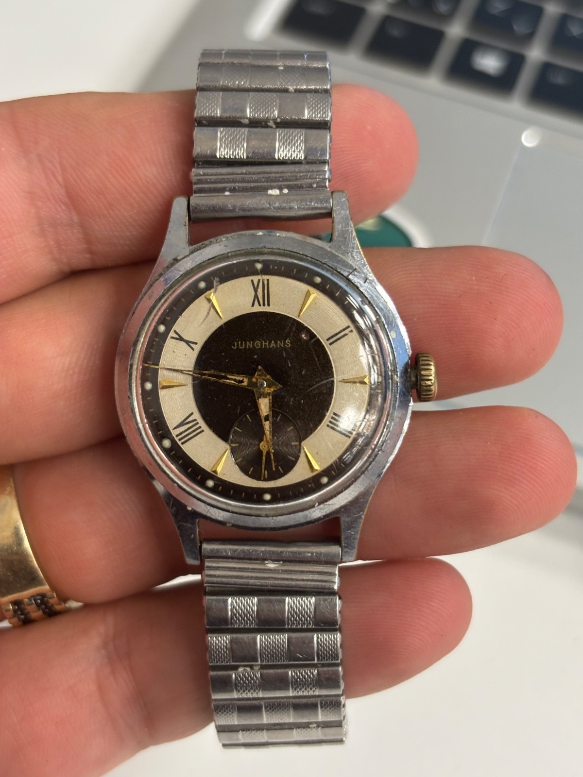 Junghans Mechanical 32mm Cal J93 15 jewels Bullseye style 1950’s Working