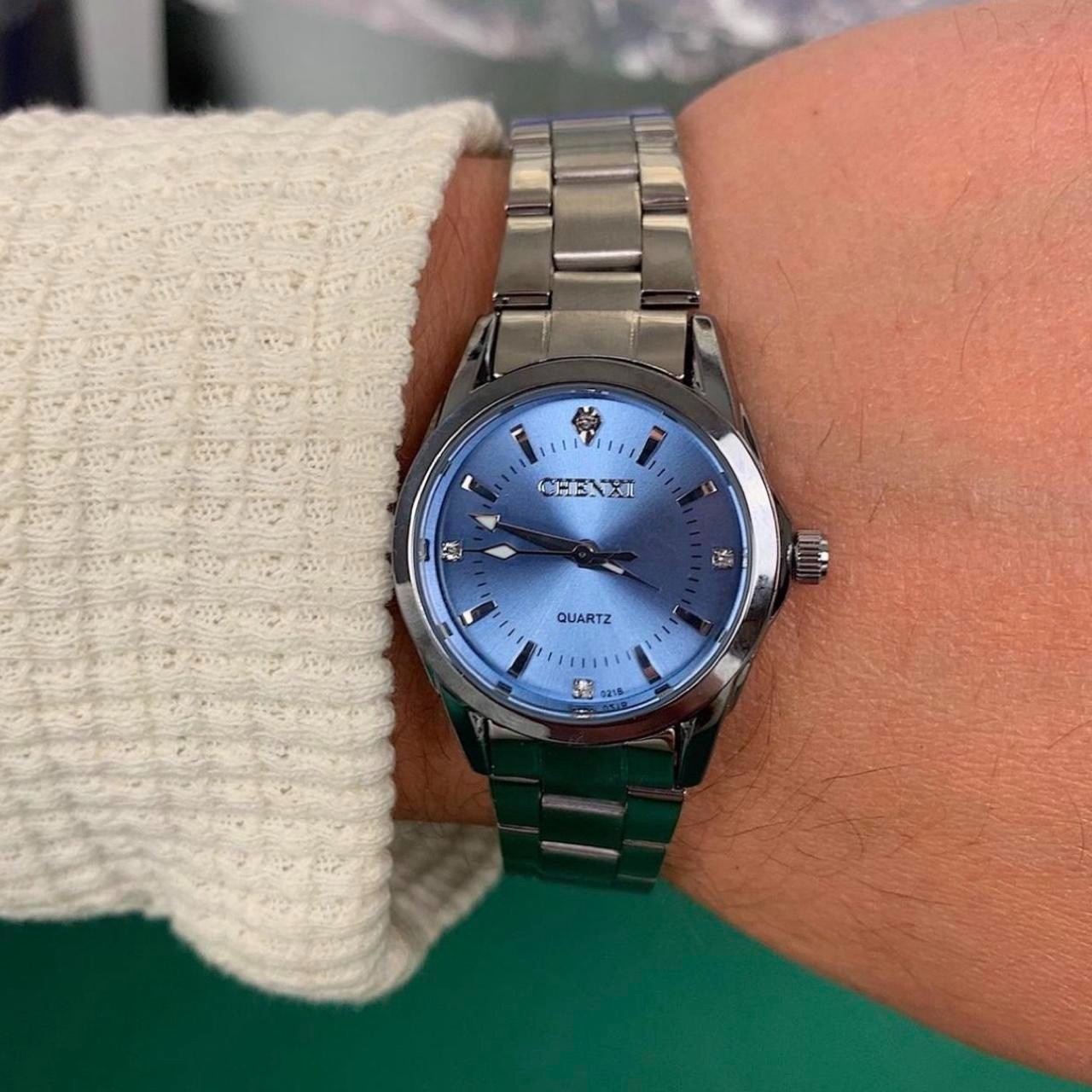 Silver Grey and blue Watch