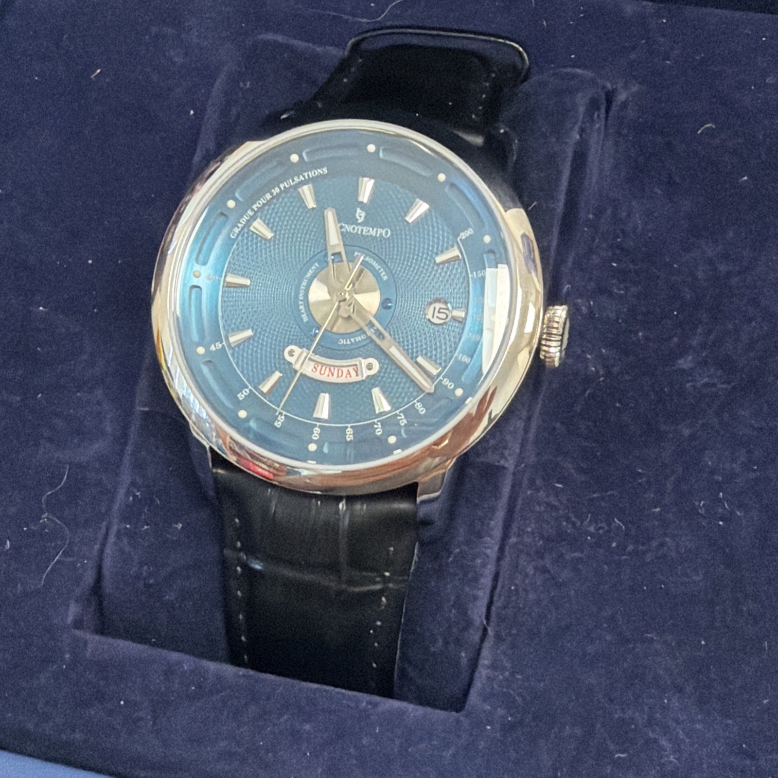 Brand New Tecnotempo Automatic Pulsometer Blue Special Edition No.36 US Seller!