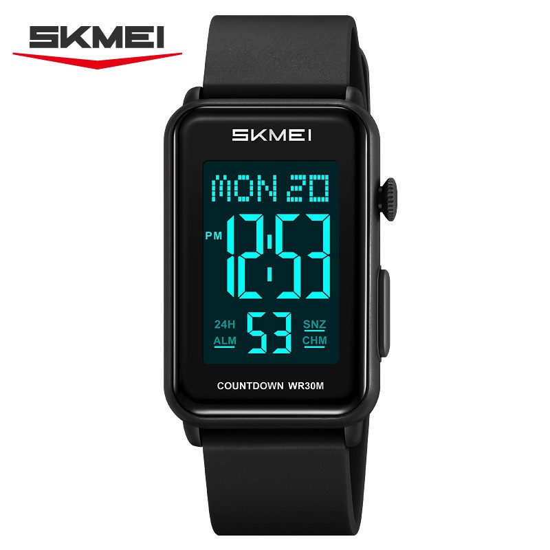 SKMEI Men Rectangle Watch LED Countdown Wristwatch Boys Girl Digital Sport Watch